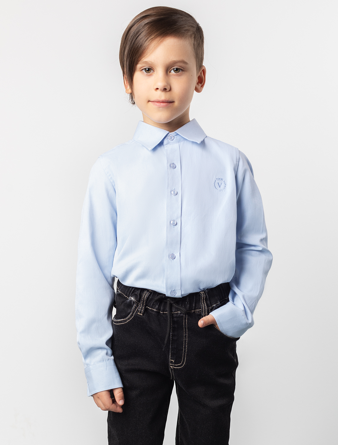 картинка Сорочка для мальчиков голубой текстура от магазина Одежда+