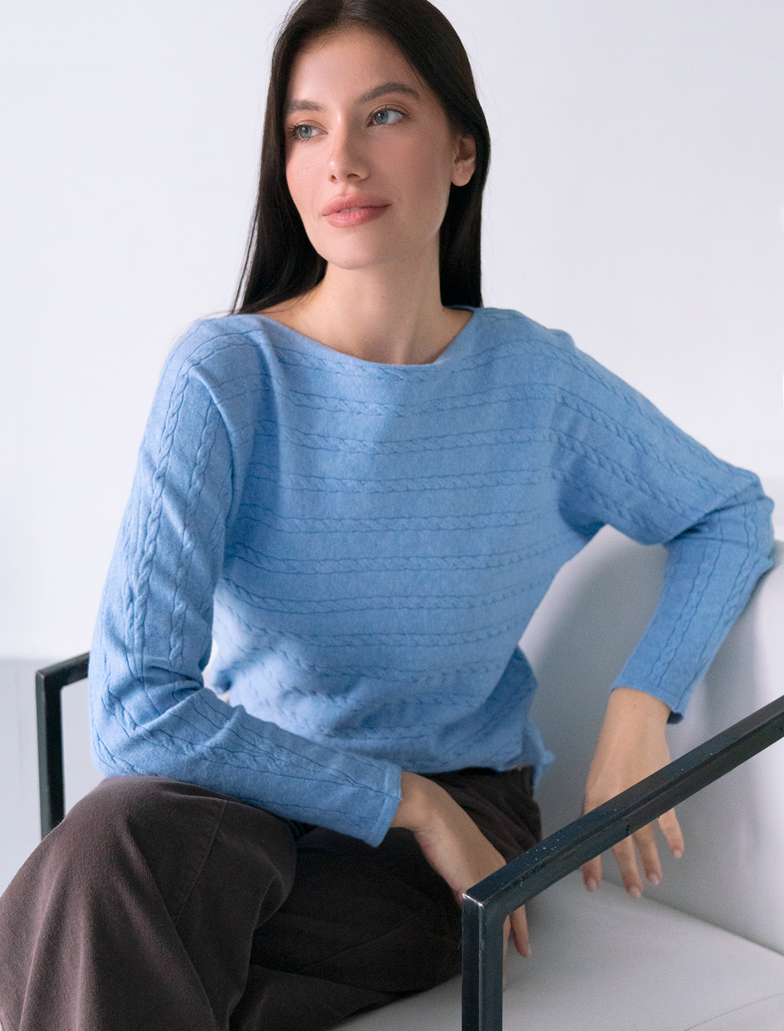 картинка Джемпер женский голубой-меланж магазин Одежда+ являющийся официальным дистрибьютором в России 